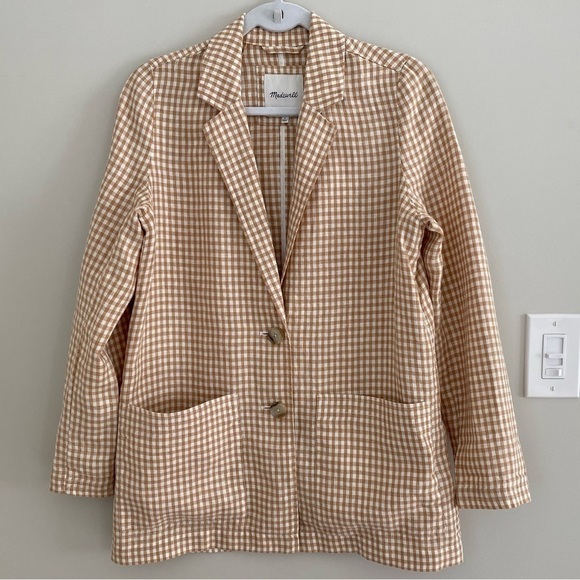 Madewell Linen Dorset Blazer in Gingham Check Plaid size S - Picture 6 of 15